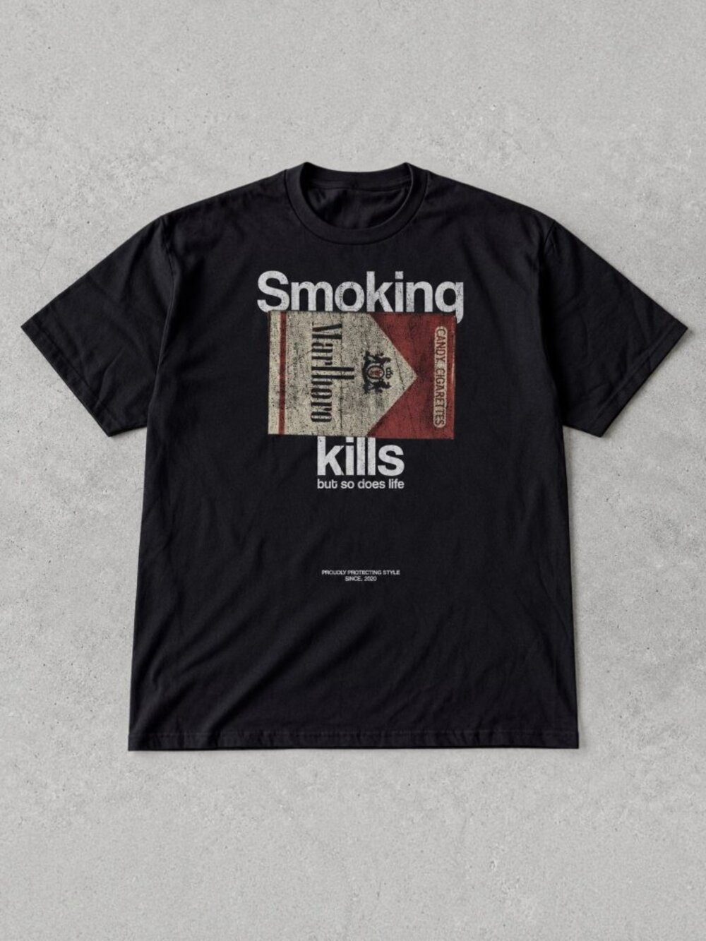 Gildan Smoking Kills Cigarette Pack Black Graphic T-Shirt